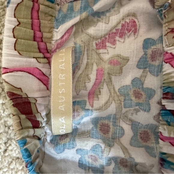 Lola Australia Top Womens M Cotton Button Down Floral Blouse Ruffle Shirt - Picture 11 of 11